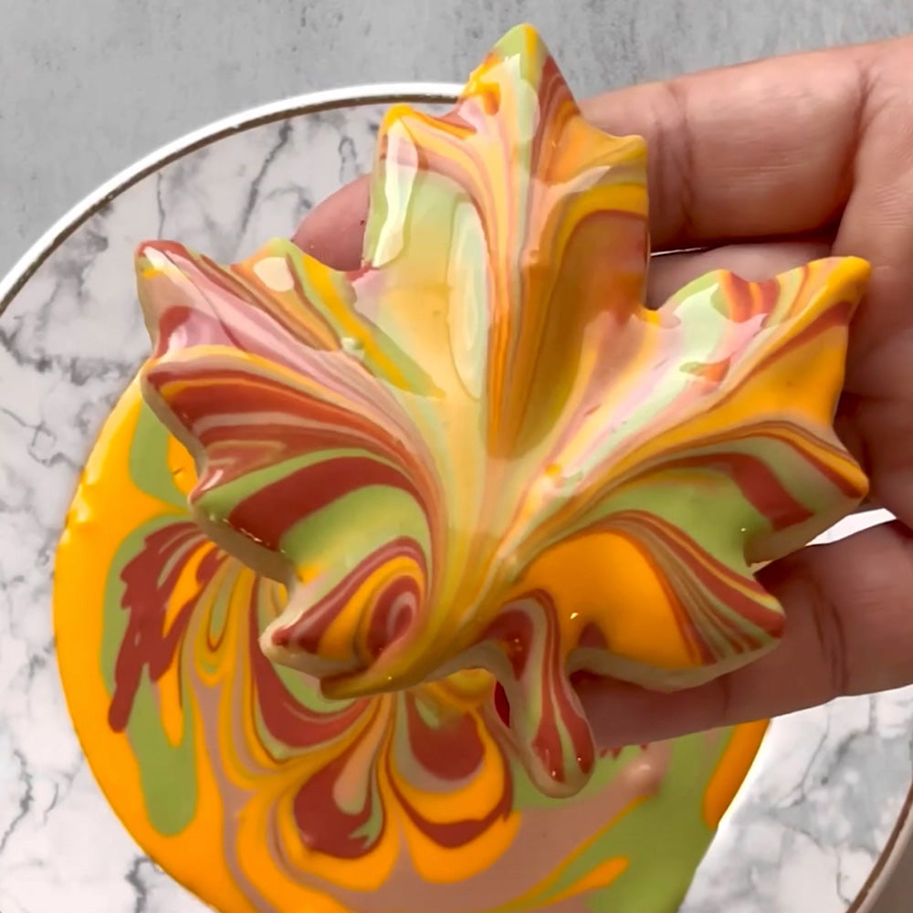 Fall Leaves Cookies: Dipping & Marbling Technique