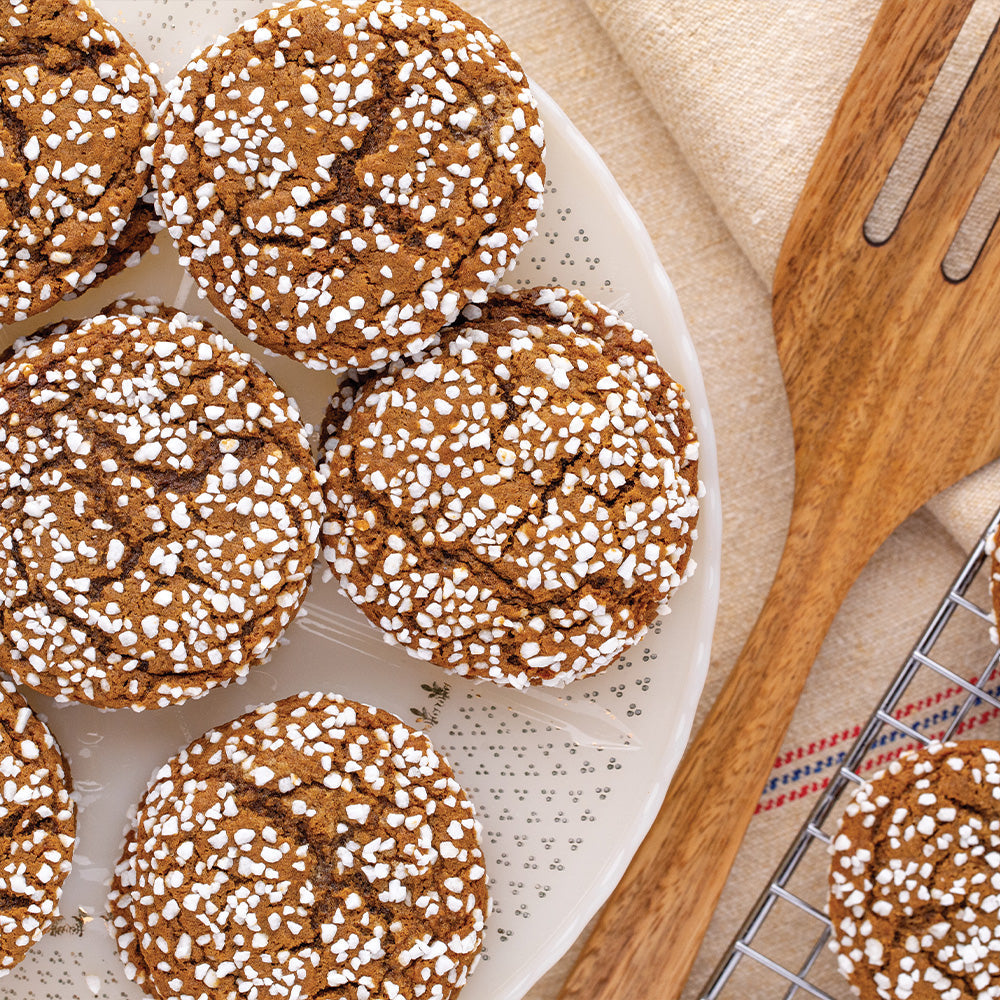 Ginger Molasses Cookies with Swedish Pearl Sugar